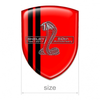 Ford Shelby Silicone Emblem Red Base Black Lines 50 Anniversary Style 