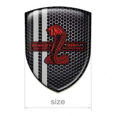 Ford Shelby Silicone Car Decal Badge Perforated Steelgrey Lines Style Red Logo 
