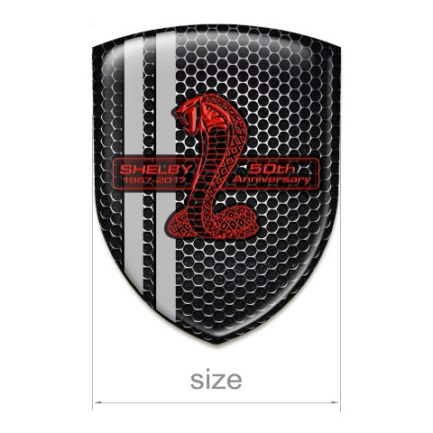 Ford Shelby Silicone Car Decal Badge Perforated Steelgrey Lines Style Red Logo 