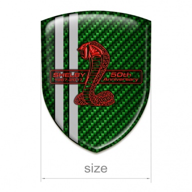 Ford Shelby Silicone Badge Green Carbon Grey Lines and Red Logo 
