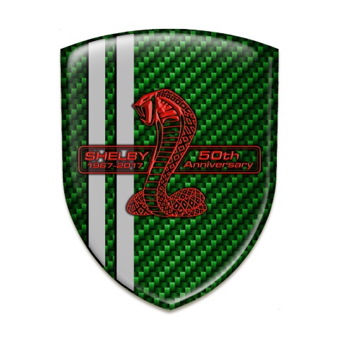 Ford Shelby Silicone Badge Green Carbon Grey Lines and Red Logo 