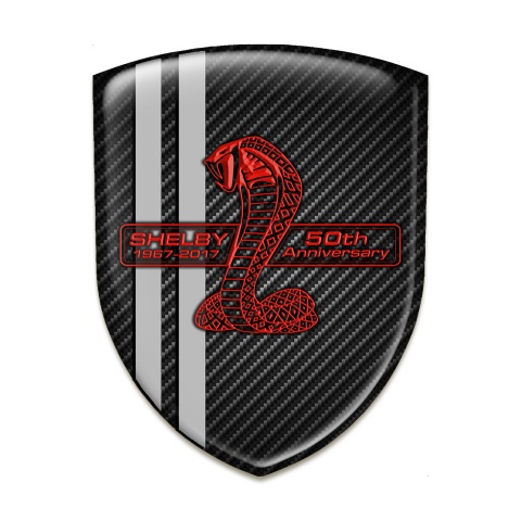 Ford Shelby Auto Emblem Black Carbon Grey Lines and Red Logo Design 
