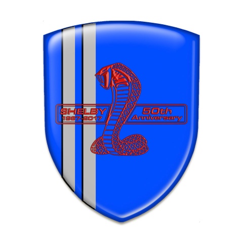 Ford Shelby Silicone Emblem Blue Background Grey Lines Variant
