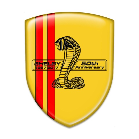 Ford Shelby 3D Gel Emblem Yellow Base Red Lines Variant 