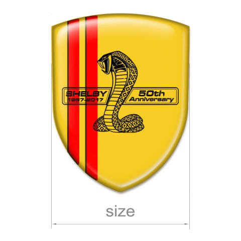 Ford Shelby 3D Gel Emblem Yellow Base Red Lines Variant 