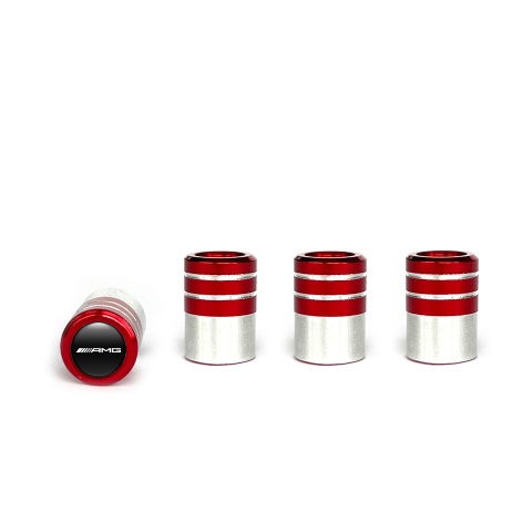 Mercedes AMG Valve Steam Caps Red - Aluminium 4 pcs White Logo