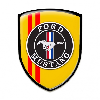 Ford Mustang Car Interior Badge Yellow Print Red Lines Style 