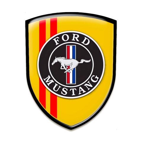 Ford Mustang Car Interior Badge Yellow Print Red Lines Style 