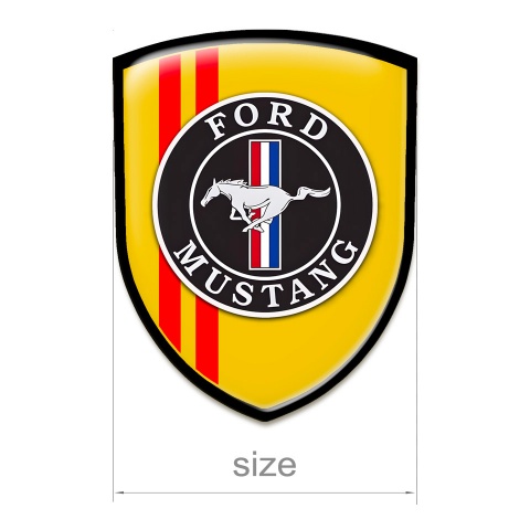 Ford Mustang Car Interior Badge Yellow Print Red Lines Style 