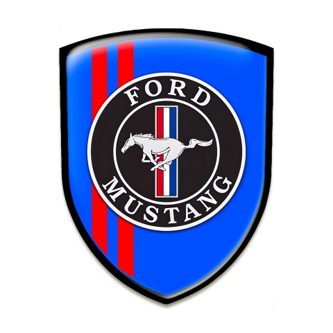 Ford Mustang Silicone Car Decal Badge Blue Print Red Lines design 