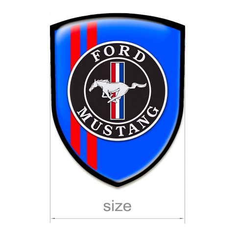 Ford Mustang Silicone Car Decal Badge Blue Print Red Lines design 