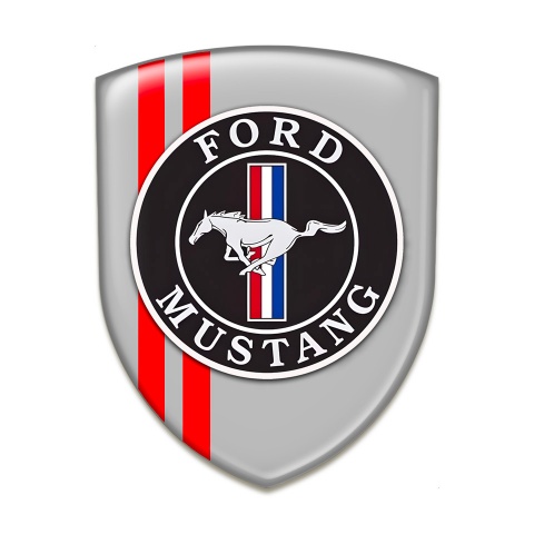 Ford Mustang Silicone Badge Grey Print Red Lines Style 
