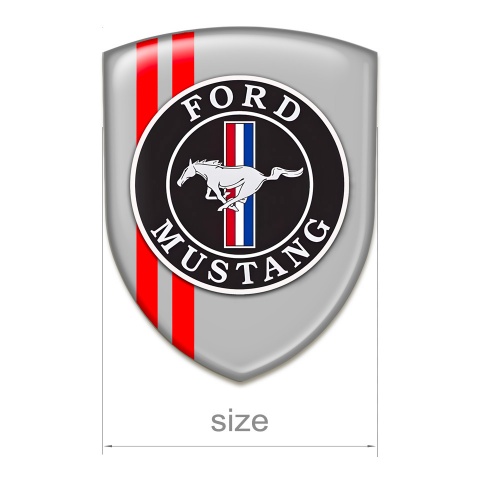Ford Mustang Silicone Badge Grey Print Red Lines Style 