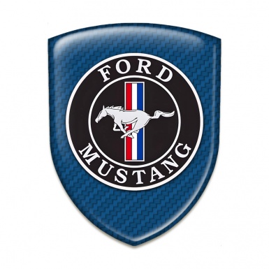 Ford Mustang Auto Emblem Premium Quality Navy Blue Carbon Design 