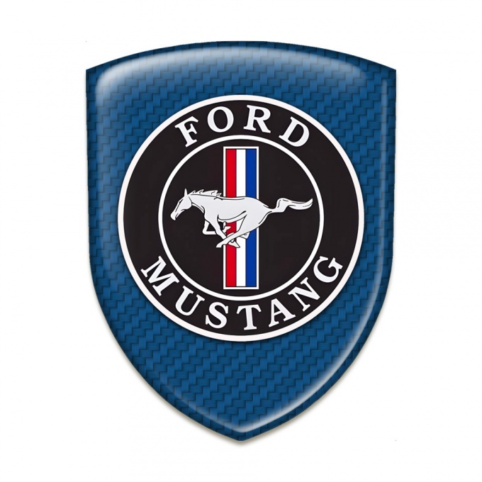 Ford Mustang Auto Emblem Premium Quality Navy Blue Carbon Design 