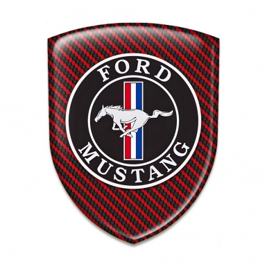 Ford Mustang Tuning Emblem Red Carbon Style 