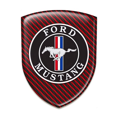 Ford Mustang Tuning Emblem Red Carbon Style 