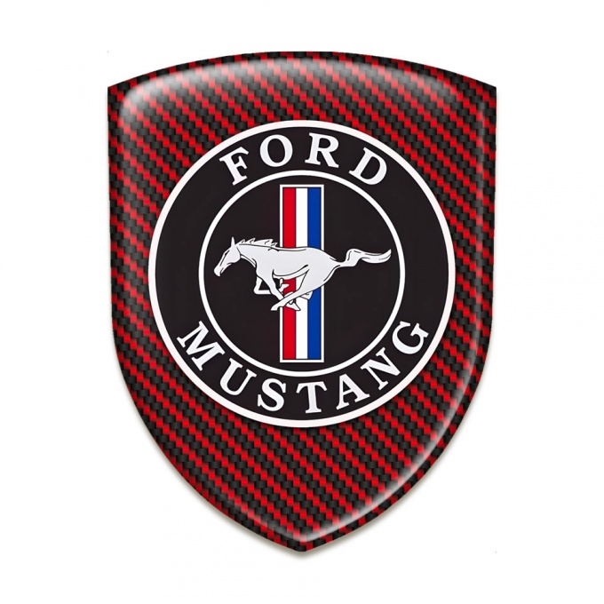 Ford Mustang Tuning Emblem Red Carbon Style 