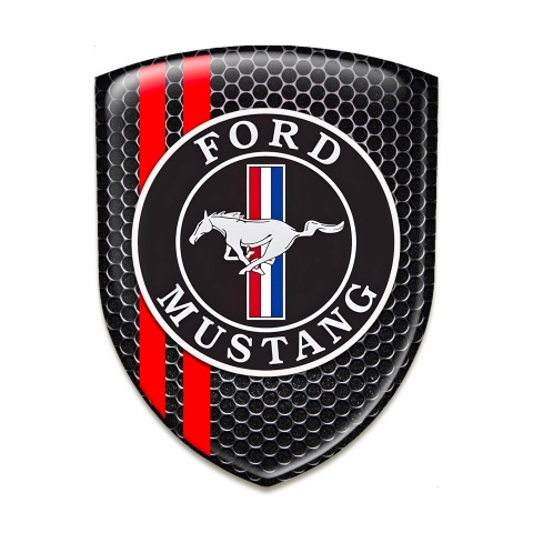Ford Mustang Silicone Emblem Perforated Steel with Red Lines Style 