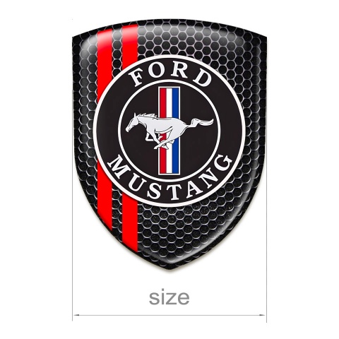 Ford Mustang Silicone Emblem Perforated Steel with Red Lines Style 