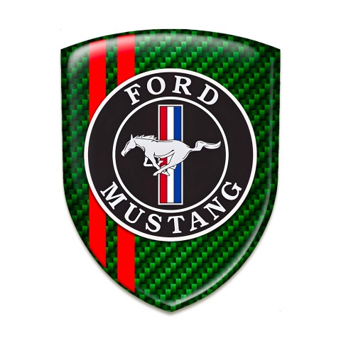 Ford Mustang Resin Sticker Green Carbon with Red Lines Design 