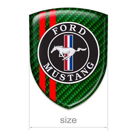 Ford Mustang Resin Sticker Green Carbon with Red Lines Design 