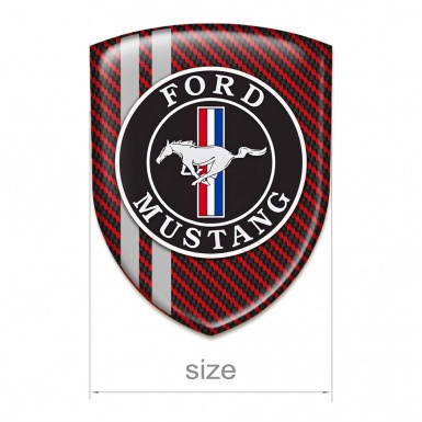 Ford Mustang 3D Gel Emblem Red Carbon with Grey Lines Design 