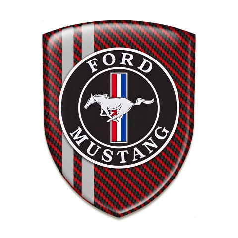 Ford Mustang 3D Gel Emblem Red Carbon with Grey Lines Design 