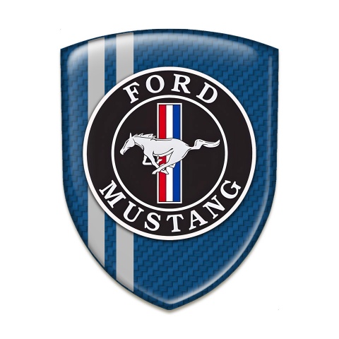 Ford Mustang Car Accessories Badge Navy Blue with Grey Lines Pattern 