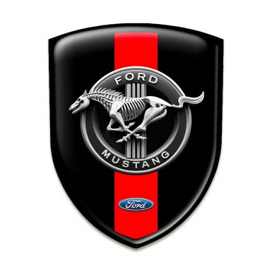 Ford Mustang Silicone Shield Black Base Red Ribon Grey Logo 