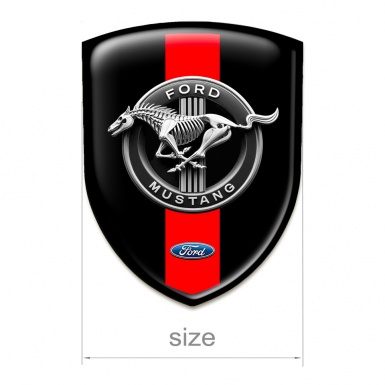 Ford Mustang Silicone Shield Black Base Red Ribon Grey Logo 