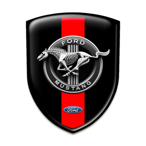 Ford Mustang Silicone Shield Black Base Red Ribon Grey Logo 