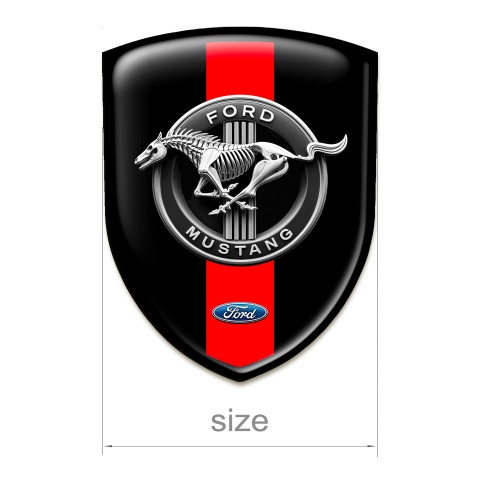 Ford Mustang Silicone Shield Black Base Red Ribon Grey Logo 