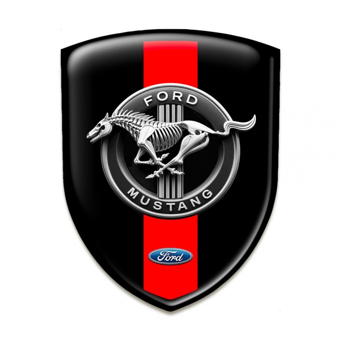 Ford Mustang Silicone Shield Black Base Red Ribon Grey Logo 