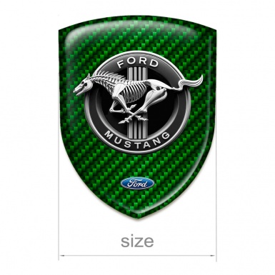 Ford Mustang Tuning Emblem Green Carbon with Horse Skeleton Logo Style 