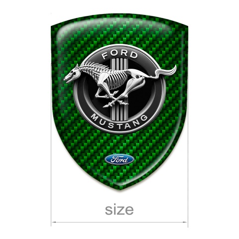 Ford Mustang Tuning Emblem Green Carbon with Horse Skeleton Logo Style 