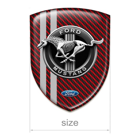 Ford Mustang Self Adhesive Emblem Logo Red Carbon Grey Lines Base Horse Skeleton Logo 