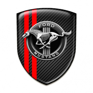 Ford Mustang Silicone Emblem black carbon Red Lines Warp Horse Skeleton Logo 