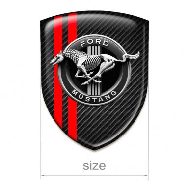 Ford Mustang Silicone Emblem black carbon Red Lines Warp Horse Skeleton Logo 