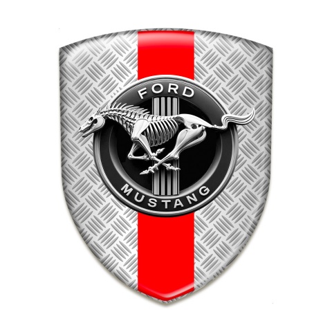 Ford Mustang Resin Sticker Mesh Base Red Ribbon Style 