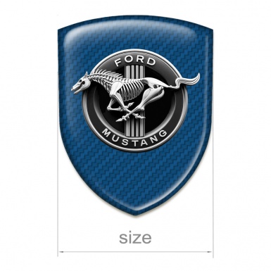 Ford Mustang Emblem Exterior Navy Blue Carbon Background Horse Skeleton Logo 