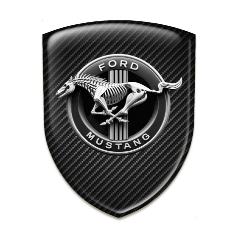 Ford Mustang Emblem Interior Black Carbon Base Horse Skeleton Logo 