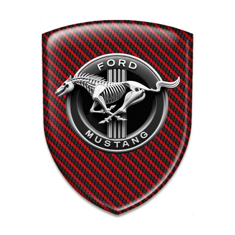 Ford Mustang Tuning Emblem Red Carbon Logo Horse Skeleton 