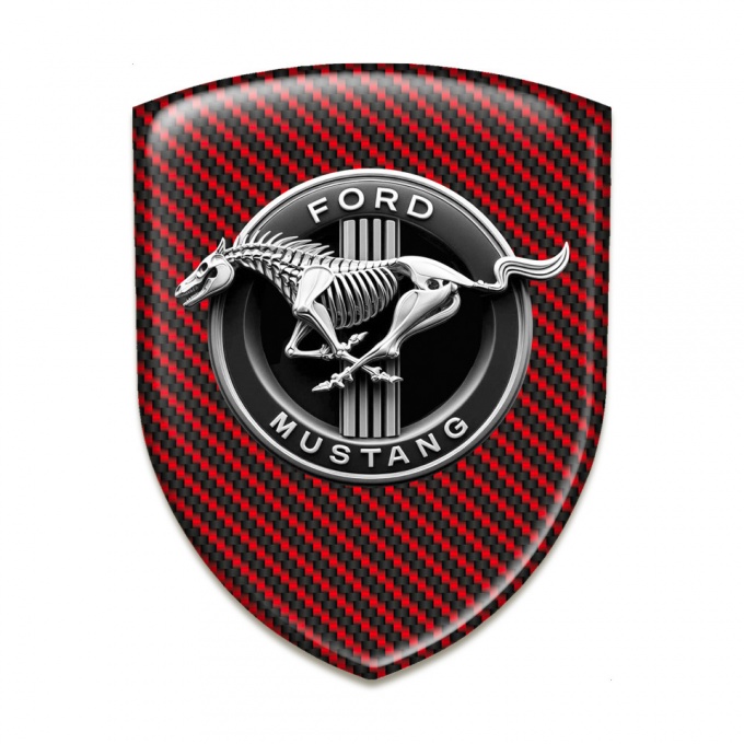 Ford Mustang Tuning Emblem Red Carbon Logo Horse Skeleton 