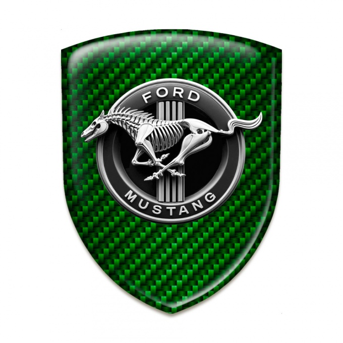 Ford Mustang Car Accessories Badge Green Carbon with Logo Horse Skeleton