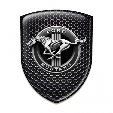 Ford Mustang Self Adhesive Car logo Emblem Perforated Steel base Horse Skeleton Logo 