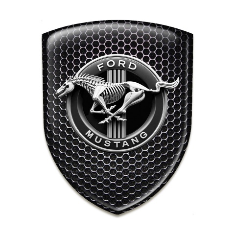 Ford Mustang Self Adhesive Car logo Emblem Perforated Steel base Horse Skeleton Logo 