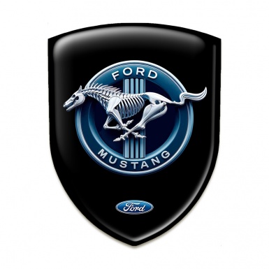 Ford Mustang Car Interior Badge Black Background Blue logo Circle 