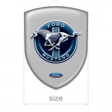 Ford Mustang Silicone Car Decal Badge Grey Base Blue Logo Circle