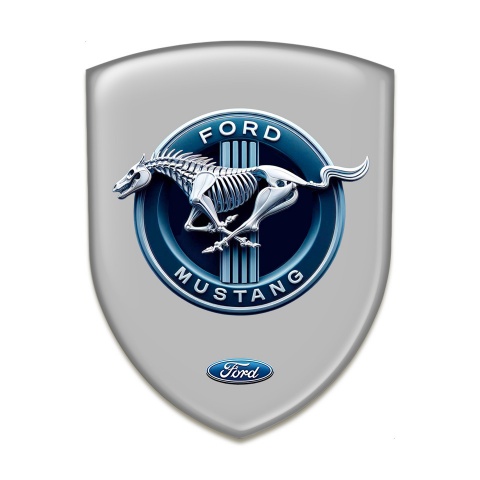 Ford Mustang Silicone Car Decal Badge Grey Base Blue Logo Circle